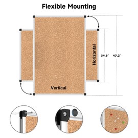 XBoard Cork Board 48 x 36, Bulletin Board Corkboard with Push Pin for Display and Organization