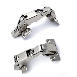 2 Pack 180 Degree Hinges,Concealed Hydraulic Adjustable Mounting,Soft Closing Frameless Cabinet Doors Hinges,Nickel-Plated Steel Buffer Dampers for Cabinet ﻿Corner(Full Overlay)