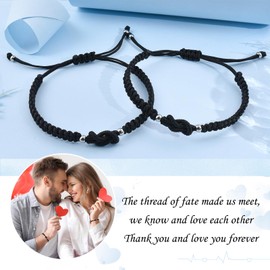 PZXHRY Couples Bracelets Matching Bracelets For Couple Anniversary for Him and Her Long Distance Relationship Gifts for Girlfriend Boyfriend Husband Wife Birthday Soulmate 2 Black Knot