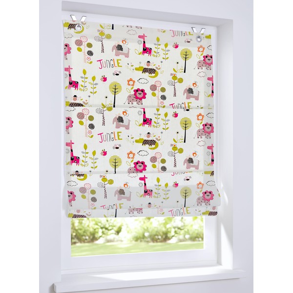 Safari Children's Colourful Eyelet Roller Blind with Animal Motif, Light