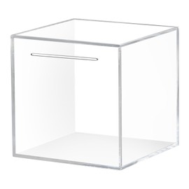 Happy mono Coin Bank, 500 Yen Coin, Non-Open Money Box, 500 Yen Coin, Bills, Stylish, Fits Into Interior Decoration, Square (Clear, 5.9 inches (15 cm)