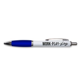 Tongue in Peach Funny Novelty Push Pen Gift | Ballpoint Pens Work Colleague Leaving Work Present | Work Play Slay | Funny Joke Stationary | BLUE PP79