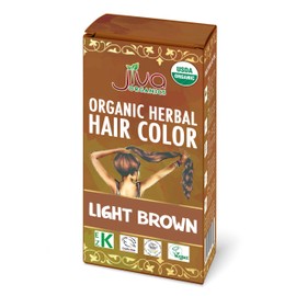 Jiva Organic Light Brown Hair Dye - 100% Herbal Hair Color with Cinnamon & Henna - 100% Pure, Certified Organic Natural Hair Colorant - NO Chemicals, Kosher, Vegan, Cruelty Free 3.5 Oz (100g)