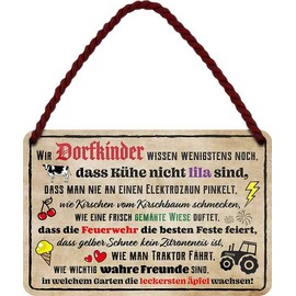 HS467 N / A Wir Dorfkinder Know Least Stich.Purple Cows Decorative Home Accessories 18 x 12 cm Hanging Sign