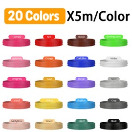 3D Pen Print Filament PLA 1.75 mm 20 Colors 3D Pen Printer PLA Refills Filament Suitable Create Art Crafts Things 5 Meters per Color 100 Meters in Total Compatible with Most 3D Printing pens