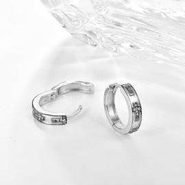 Unisex Cross Huggie Hoop Earrings Dainty Hoops Cartilage Tragus Religious Symbol Trendy Minimalist Earrings for Her