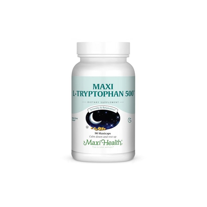 Maxi Health L-Tryptophan 500mg - Mood & Sleep Formula -
