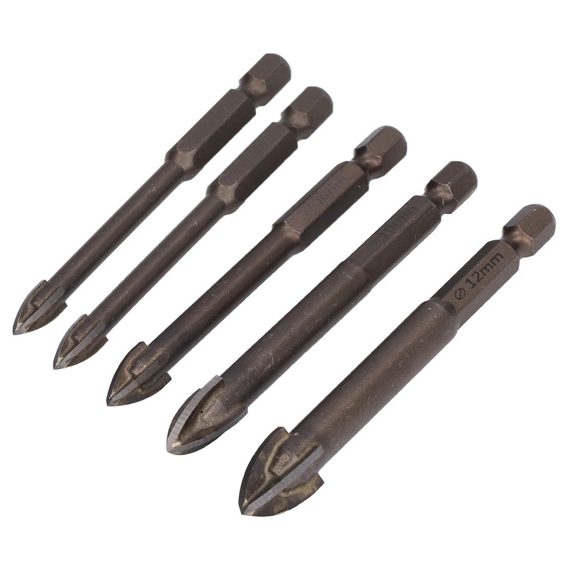 5Pcs Cross Tile Drill Bit Carbide Hex Shank Drills Bits