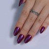 Handmade Press on Nails-Plum Purple Cat Eye Medium Almond Fake
