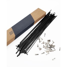 LUXU 14G J-Curved Bicycle Steel Spokes, Diameter 2 mm, 36 x Bicycle Spokes and 36 x Nipples, for MTB Wheel Spokes, E-Bikes, Downhill, Trekking, City Bikes (282 mm Black)