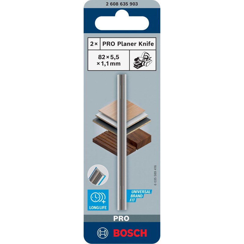 Bosch 2 x Pro Planer Blades (for Plastic-Coated Panels, Hardwood,