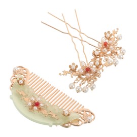 FRCOLOR 3pcs Traditional Chinese Hair Accessories Set Ancient Style Hairpin and Comb for Hanfu Weddings Parties and Photoshoots Lightweight Handmade and Elegant Design