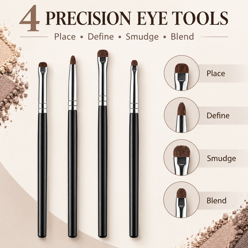4-Piece Precision Eye Makeup Brush Set for Detailed Looks –