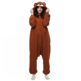 dressfan Unisex Adult Kigurumi Onesie Animal Pajamas Brown Bear Cosplay
