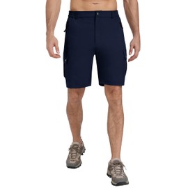 MoFiz Men's Qucik Dry Hiking Cargo Shorts 8"/9" Lightweight Outdoor Golf Casual Shorts Stretch Men's Shorts with 5 Pockets for Fishing Work Travel Capming (Navy, X-Large)