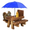 Zjyufy Squirrel Feeder Wooden Squirrel Picnic Table with Umbrella and