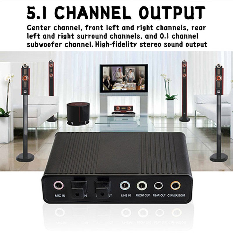 External Sound Card Optical Fiber USB 5.1 HD for Desktop
