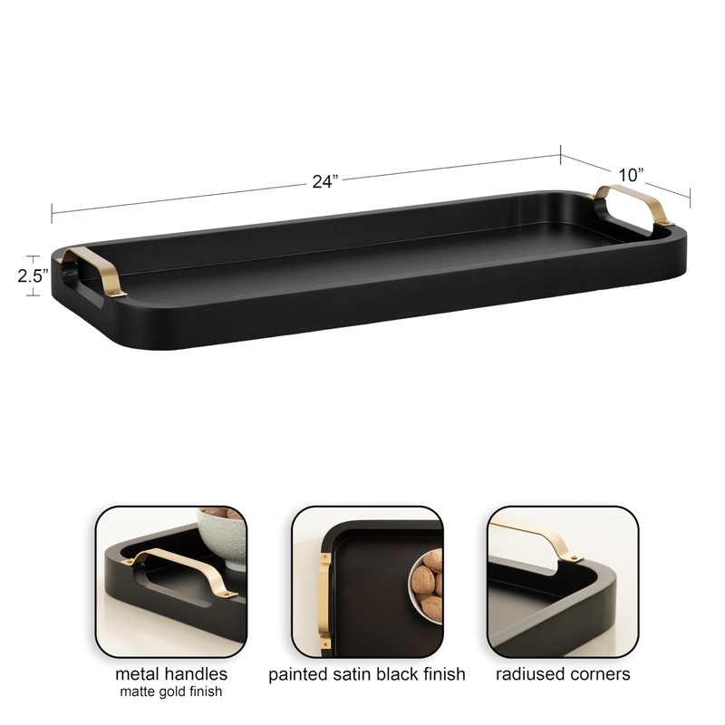 Kate and Laurel Farson Modern Decorative Wood Rectangle Tray with