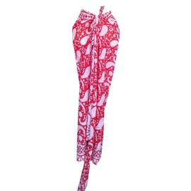 Rastogi Handicrafts - Traje de baño de pareo 100% algodón con estampado de bloques para mujer (73 x 44 pulgadas), Rojo 1, 73 x 44 inch (approx)