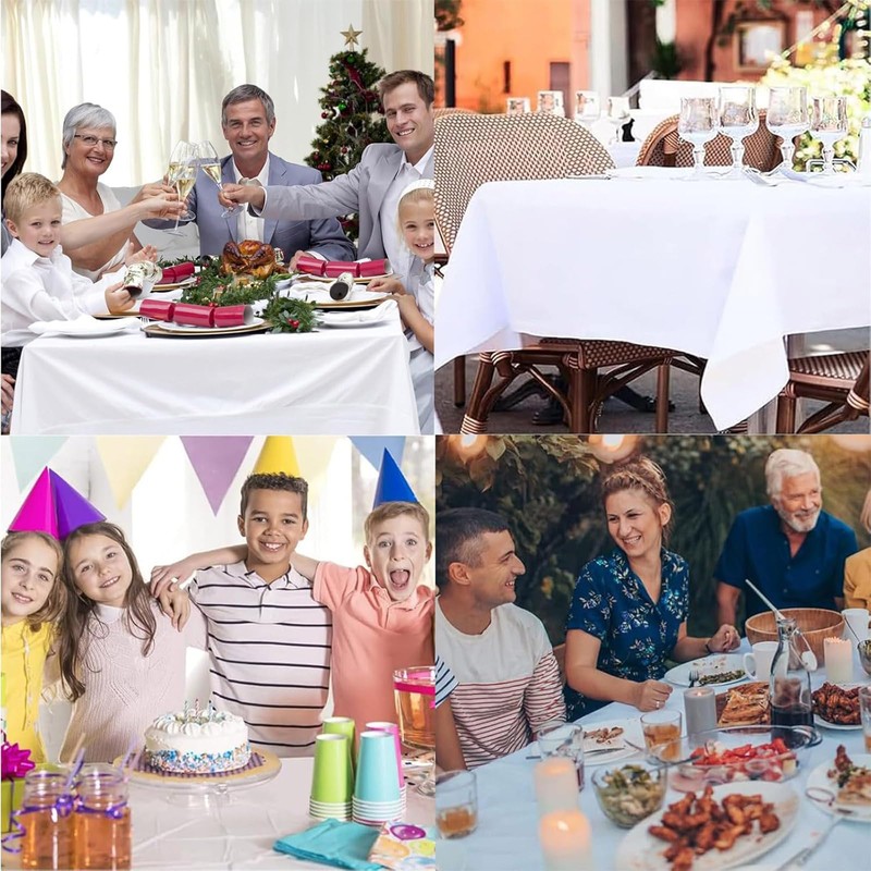 3-Pack White Table Cloth, White Party Tablecloth 183x137 Cm, Rectangular
