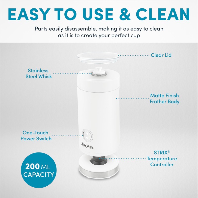 AROMA® 4-in-1 Cold & Warm Milk Frother and Steamer with