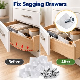 20/40/60/80/100pcs Drawer Wedge Supports with Screws – Plastic Bottom Support Brackets for Drawers, Cabinets, Bookshelves and Furniture Repair