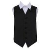 DQT Boys Plain Satin Formal Wedding Tuxedo Waistcoat Black 34"