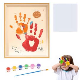 Doukesh Baby Handprint and Footprint Set Photo Frame + Paint + Brush + 2 Blank Paper Fingerprint Family Handprint Set for Baby Shower Family Gift