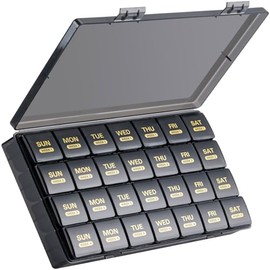 Monthly Pill Organizer, 28 Day Pill Box 1 Time a Day with Dust-Proof Case, Large 4 Weeks a Month Pill Case Container, Daily Vitamin Case Box for Pills