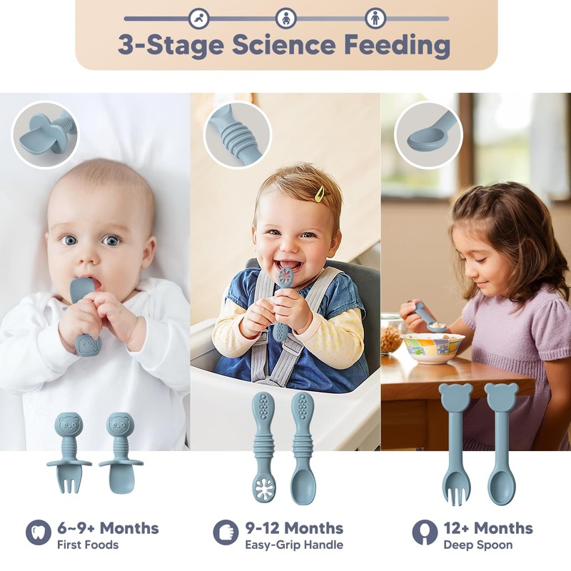 Silicone Baby Feeding Set Plates and Utensils Set for Baby