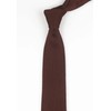 Secdtie Men Woven Silk Cognac Brown Skinny Tie Slim Plain