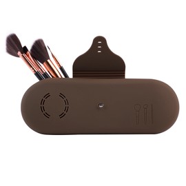 Generic Beauty Bloom Makeup Brush Holder and Organizer, Silicone with Buckle, Portable Storage Case for Beauty Brushes (Dark Brown)