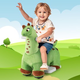 OLAKIDS Ride on Toys, 6V Electric Battery Powered Electric Ride on Dinosaur with Music, Padded Seat, Forward, Foot Pedal, Wheels, Riding Horse Toy for Boys Girl Aged 3+