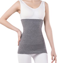 DOMATUS Women's Men's Long Stomach Wrap, 100% Cotton, Soft, Wool Warmer, Thin Warmer, Thermal Insulation, Summer and Winter, Unisex, Large Size, Pregnant, Pregnancy, Warm, Yoga, gray (dark gray)