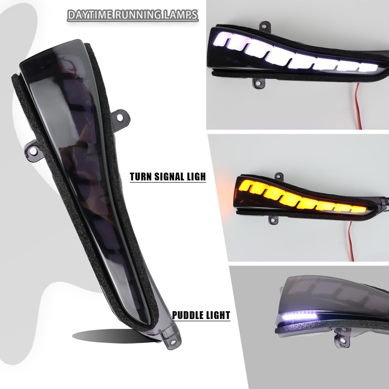 ZDEERAOTO LED Rear Side Mirror Light DRL Amber Sequential Turn
