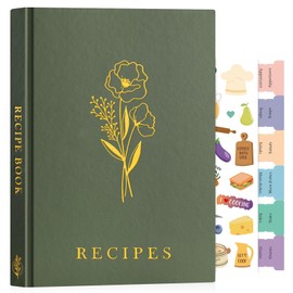 Lanpn Blank Recipe Book Cookbook to Write in Your Own Recipes, B5 Leather Cover Waterproof Empty Cooking Journal for 70 Recipes, Recipe Notebook with Stickers to Organize Your Family Recipes, Green