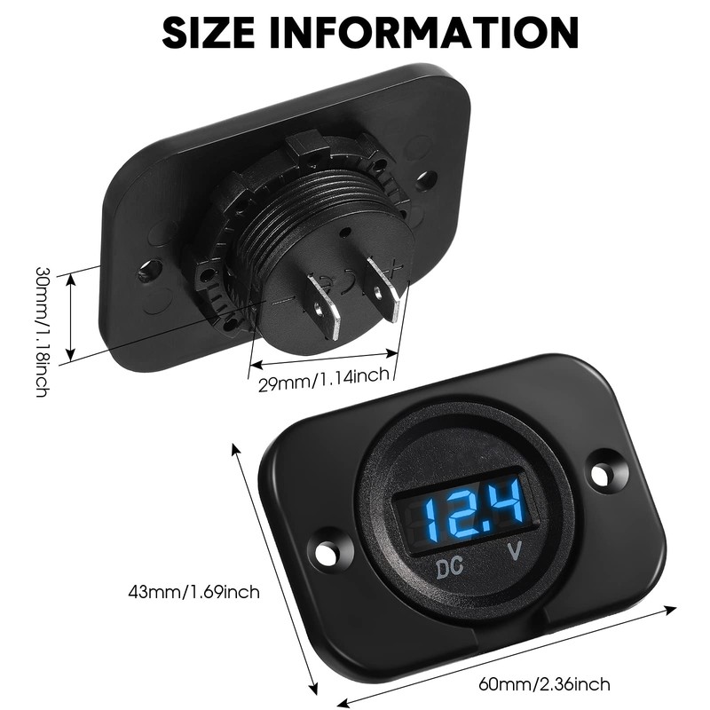 4 Pieces DC 12V 24V Car Voltage Gauge LED Display