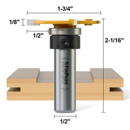 Fivepears Top Bearing Slot Cutter Router Bit 1/2 inch Shank 1-3/4 inch Cutting Diameter and 1/8 inch Cutting Length Shank Slot and Undercut Bit for Woodworking Chisel Cutter Tool Slot
