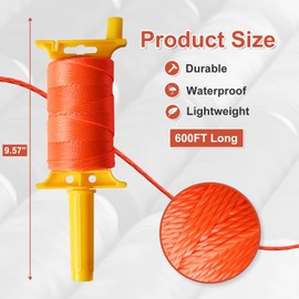 BSRHOME Mason Line String Line,Reloadable Line Reel,600 Ft Length Nylon Twine,18 Braided Nylon String for Gardening Or Masonry Tools,Twine String for Gardening,Pink