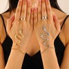 Cybche Punk Snake Finger Ring Bracelet Gold Snake Hand Chain