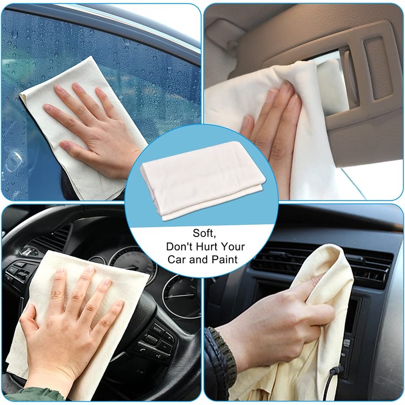 2-Pack Chamois Cloth for Car 35''x 24'' Fast Drying Pad