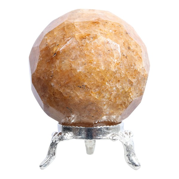 ZAICUS 50 mm Camel Jasper Diamond Cut Ball with Metal Stand Sphere Ball Natural Gemstone for Healing Crystals Crystal Balls for Witchcraft Chakra Balancing Spiritual Gift Home Décor