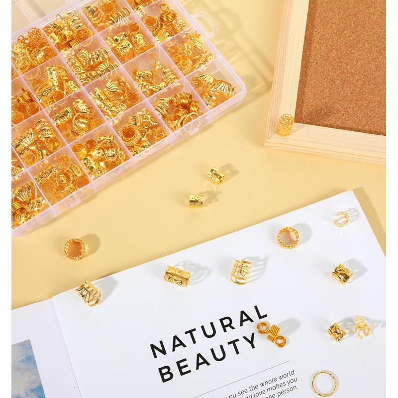 290Pcs Gold Hair Cuffs, Metal Adjustable Hair Charm Gold Clips