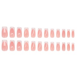 Advanced purple gradient style,Short almond-shaped nails,12 sizes - 24 nail kit with jelly glue + rubbing strips (White French nails)