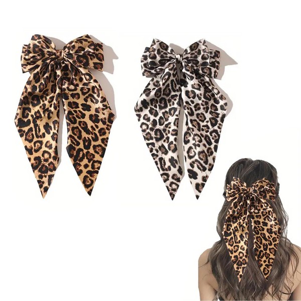 2 Pcs Leopard Print Bow, Bow Barrette Bowknot Hair, Cheetah