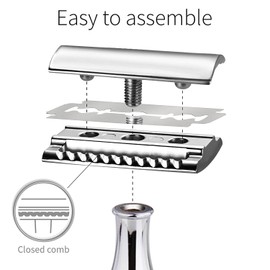 ZENGRASOIR Double Edge Safety Razor with Safety Razor Travel Case, Women/Men Ladies Razor with 10 Double Edge Safety Razor Blades, Bamboo Handle, 3 Piece Shaving Kit