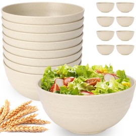 UUGLAM Unbreakable Cereal Bowls Set of 8, 26 Oz Wheat Straw Bowl Sets, Microwave & Dishwasher Safe Bowls for Kitchen, Reusable Plastic Bowl for Soup, Salad, Rice, Snack, BPA Free, Beige