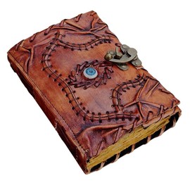 hocus pocus leather book vintage leather journal with deckle edge paper third eye grimoire journal Antique blank spell Wiccan notebook handmade horror special book of shadows 7x5 inch