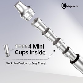 Magcheer Hybrid Cocktail Shaker Set with Stackable Cups | Vacuum Insulated Stainless Steel Martini Shaker & Bartender Tools | Travel-Ready Kit | 30oz | Gunmetal Gray