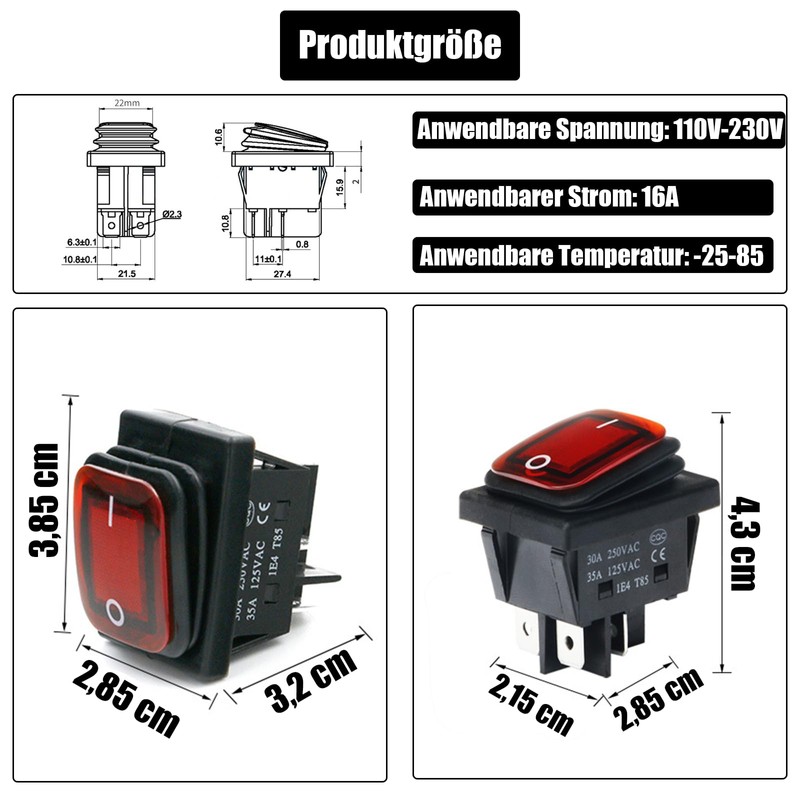 Powice 2 x Glow Switch IP65 Waterproof Type, Ship Type